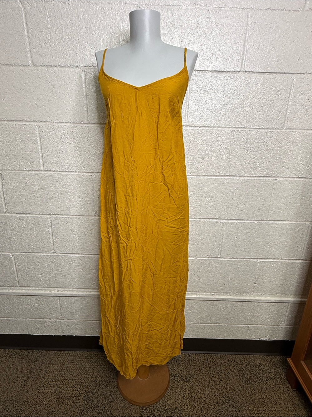 & Other Stories Mustard Slip Maxi Dress with Spaghetti Straps
